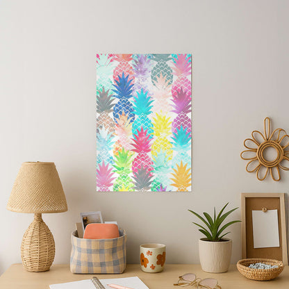 Watercolour Pineapple Pattern Art Print