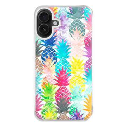 Watercolour Pineapple Pattern Phone Case for iPhone 16 Plus