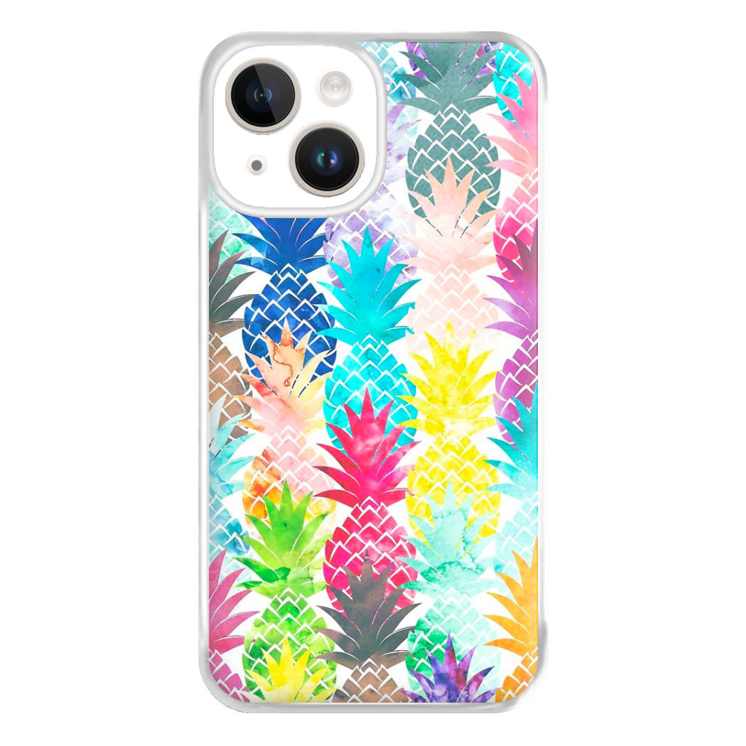 Watercolour Pineapple Pattern Phone Case for iPhone 14