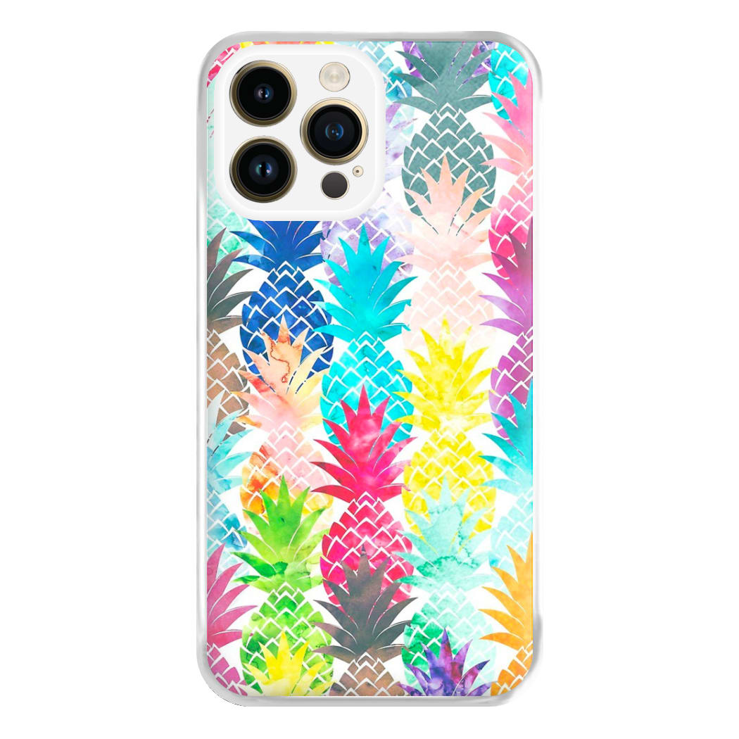 Watercolour Pineapple Pattern Phone Case for iPhone 14 Pro Max