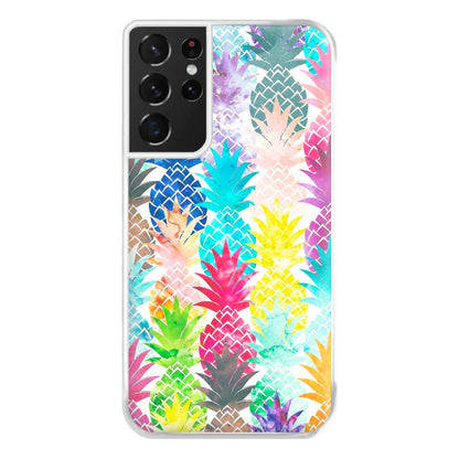 Watercolour Pineapple Pattern Phone Case for Galaxy S21 Ultra