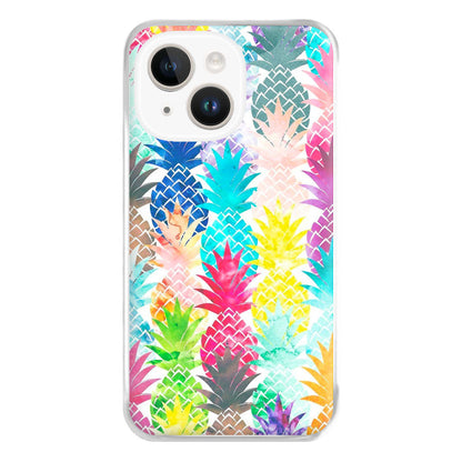 Watercolour Pineapple Pattern Phone Case for iPhone 14 Plus