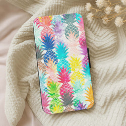 Watercolour Pineapple Pattern Flip Wallet Phone Case