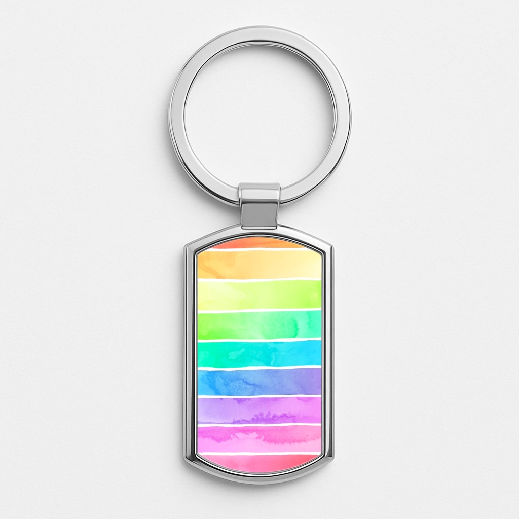 Summer Sorbet Stripes Silver Keyring