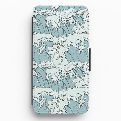 Japanese Waves Flip Wallet Phone Case