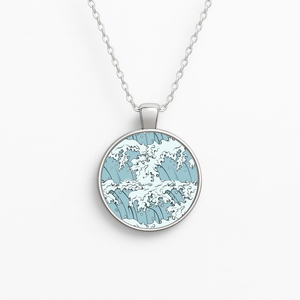 Japanese Waves Circle Necklace