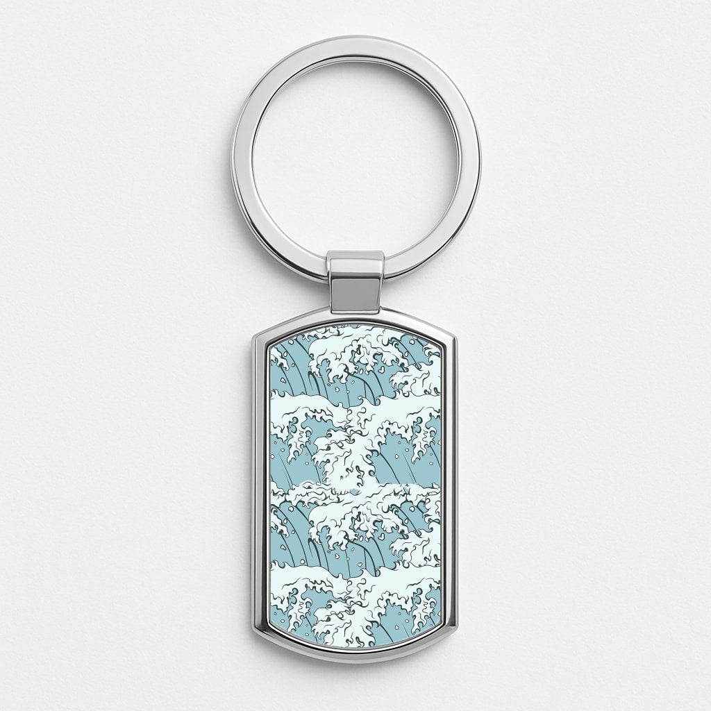 Japanese Waves Silver Keyring