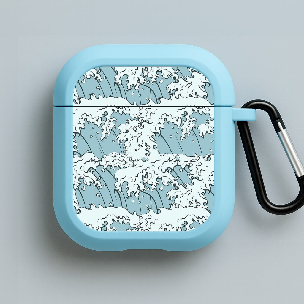 Japanese Waves Blue AirPods Case