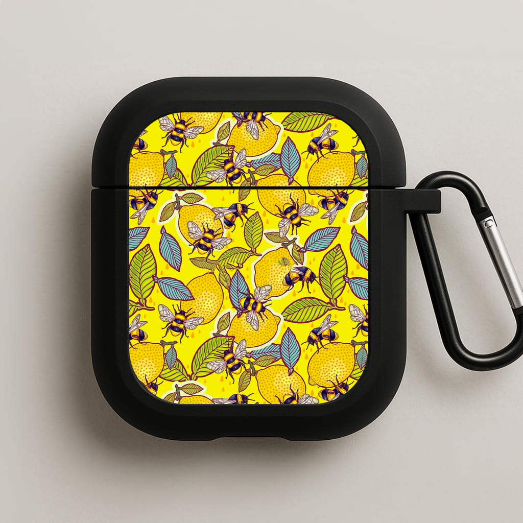 Yellow Lemon and Bee AirPods Case