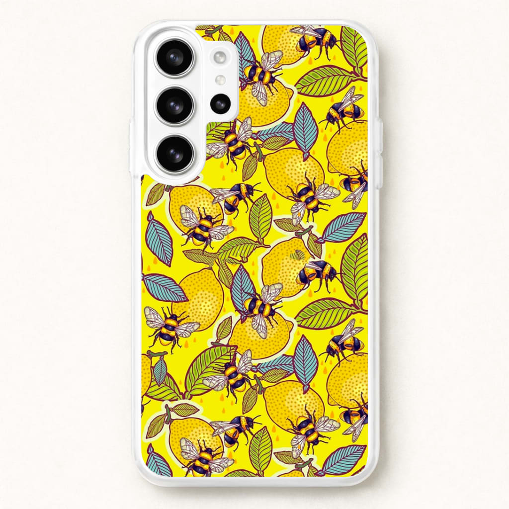 Yellow Lemon and Bee Phone Case for Galaxy S26 Ultra