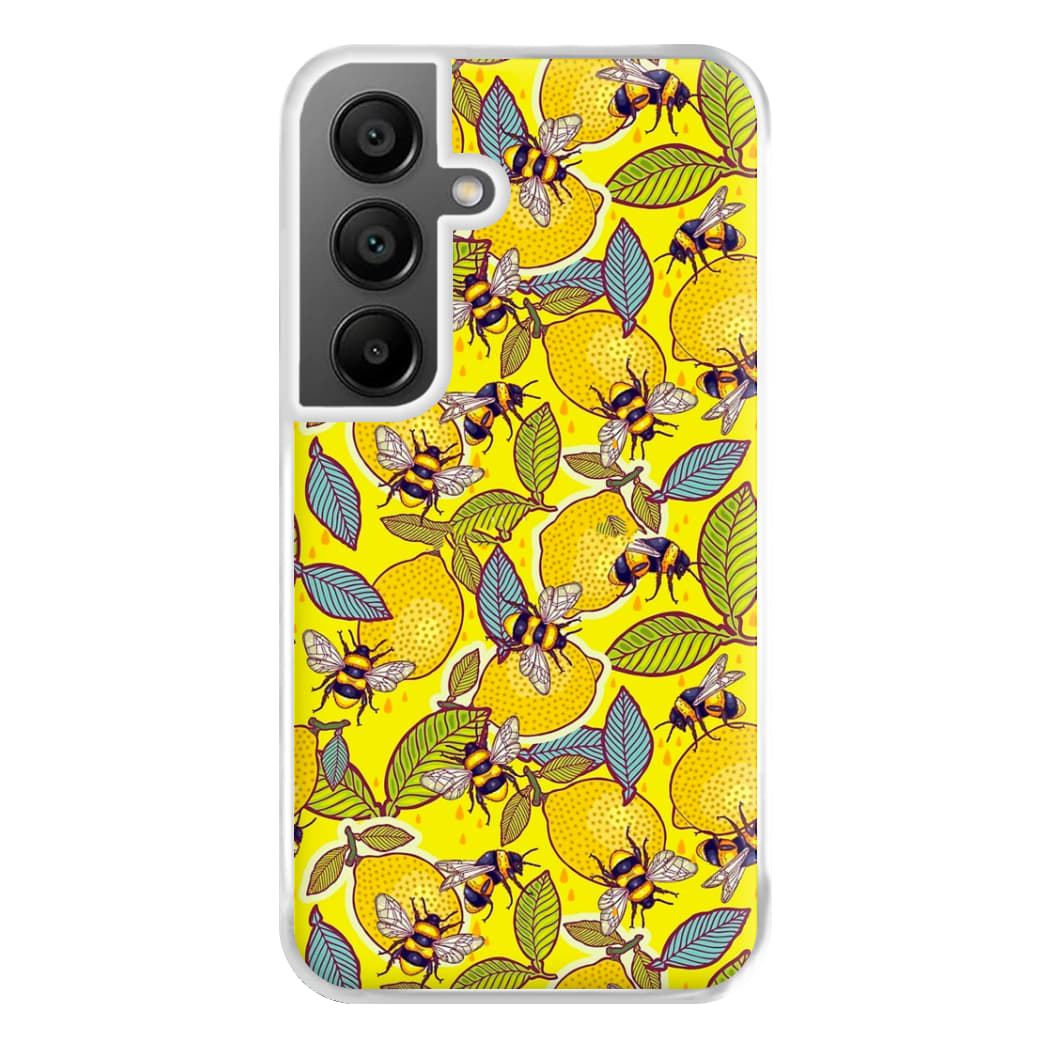 Yellow Lemon and Bee Phone Case for Galaxy A55