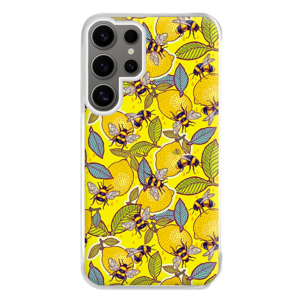 Yellow Lemon and Bee Phone Case for Galaxy S24 Ultra