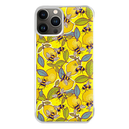 Yellow Lemon and Bee Phone Case for iPhone 13 Pro Max