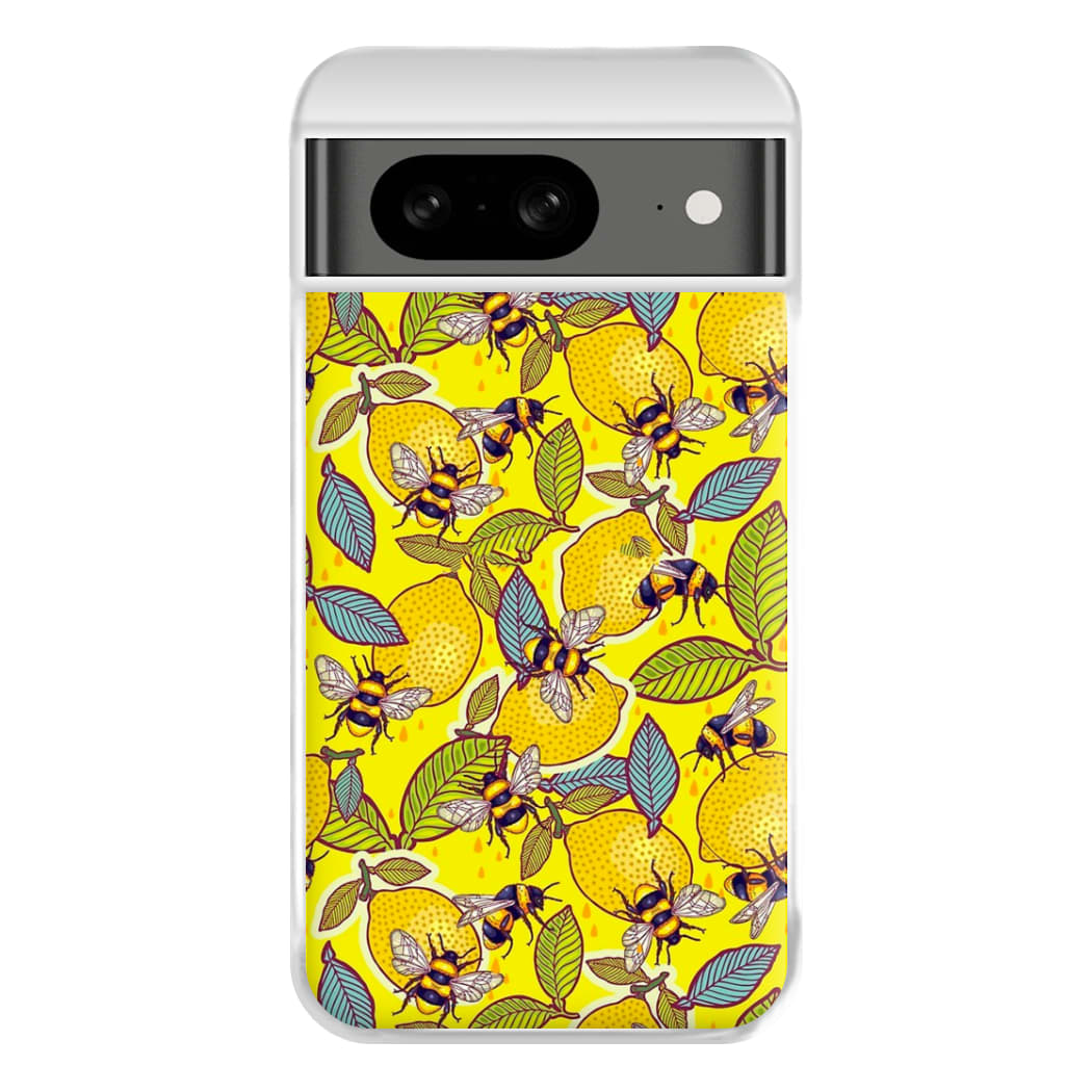 Yellow Lemon and Bee Phone Case for Google Pixel 8