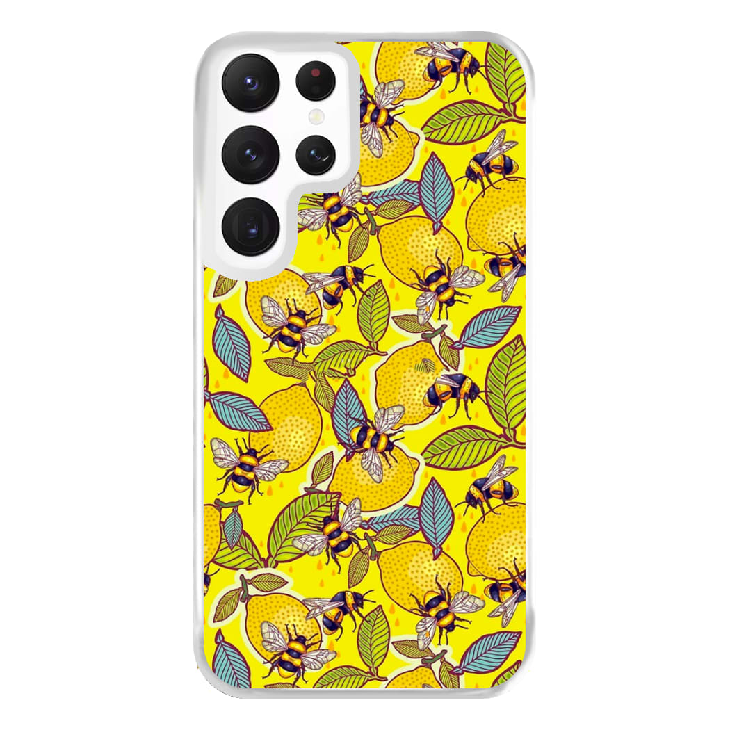 Yellow Lemon and Bee Phone Case for Galaxy S22 Ultra