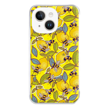 Yellow Lemon and Bee Phone Case for iPhone 14 Plus