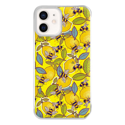 Yellow Lemon and Bee Phone Case for iPhone 13 Mini