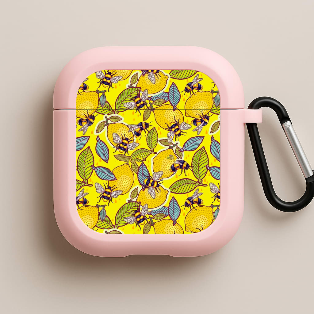Yellow Lemon and Bee Pink AirPods Case
