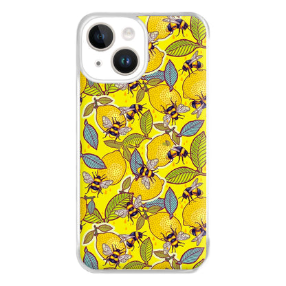 Yellow Lemon and Bee Phone Case for iPhone 14