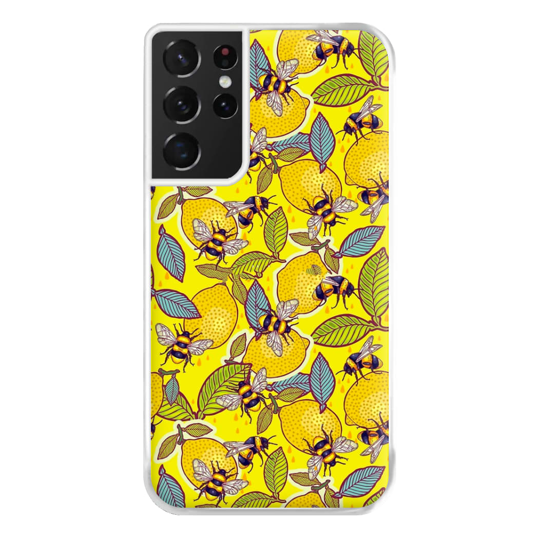 Yellow Lemon and Bee Phone Case for Galaxy S21 Ultra