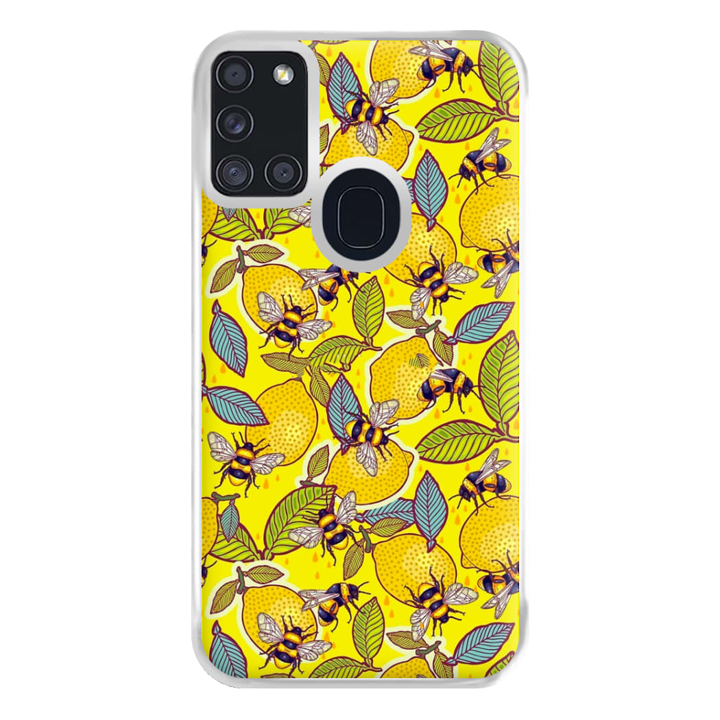 Yellow Lemon and Bee Phone Case for Galaxy A21s