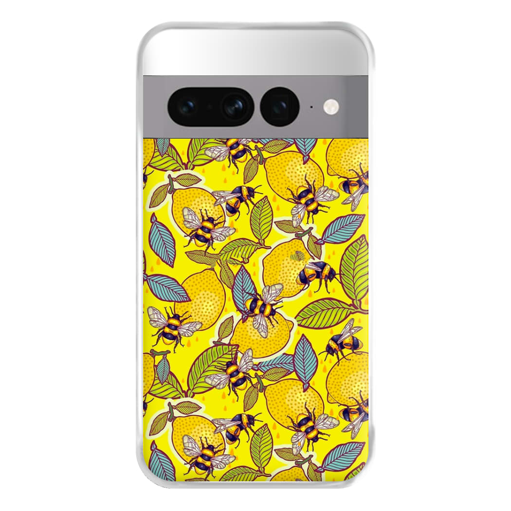 Yellow Lemon and Bee Phone Case for Google Pixel 7 Pro