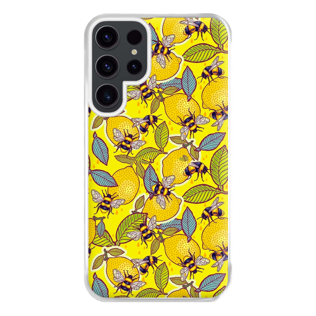 Yellow Lemon and Bee Phone Case for Galaxy S23 Ultra