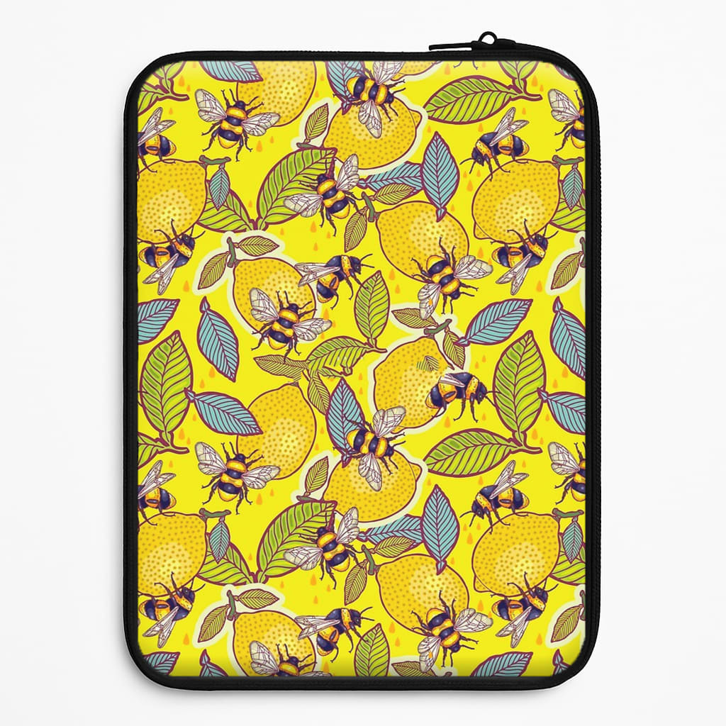 Yellow Lemon and Bee Universal Laptop Sleeve