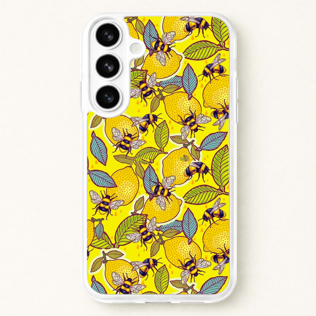 Yellow Lemon and Bee Phone Case for Galaxy S26 Plus