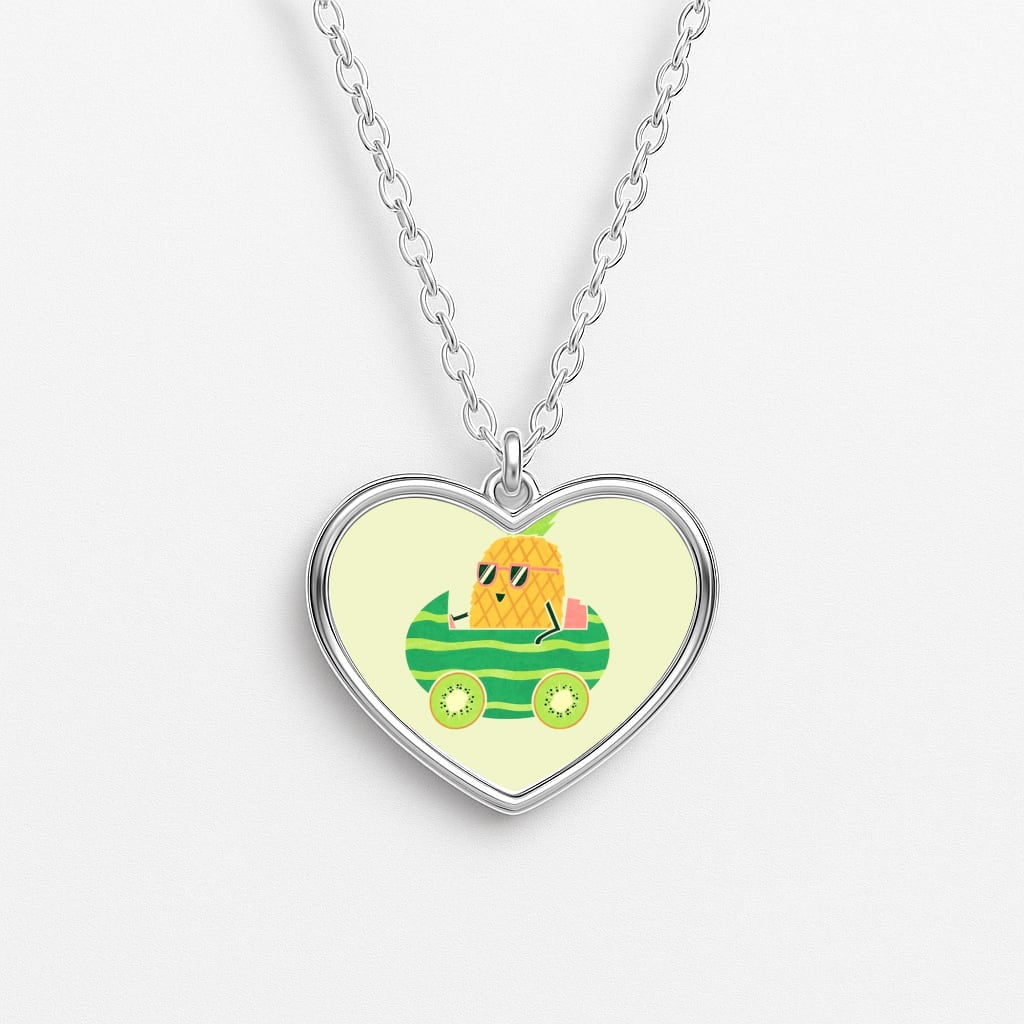Summer Drive Pineapple Heart Necklace
