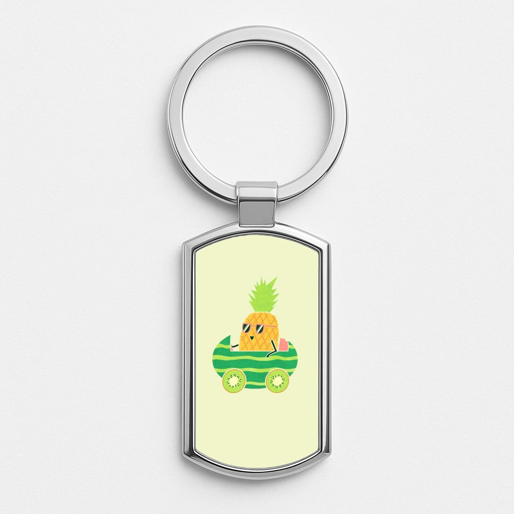 Summer Drive Pineapple Silver Keyring