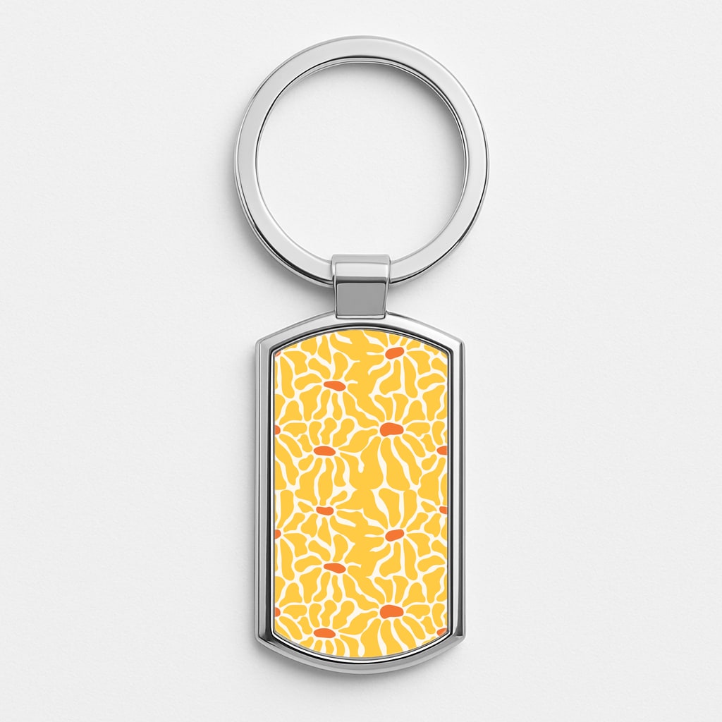 Yellow Flowers - Summer Silver Keyring