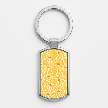 Yellow Flowers - Summer Silver Keyring