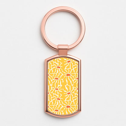 Yellow Flowers - Summer Rose Gold Keyring