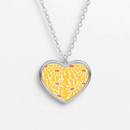 Yellow Flowers - Summer Heart Necklace