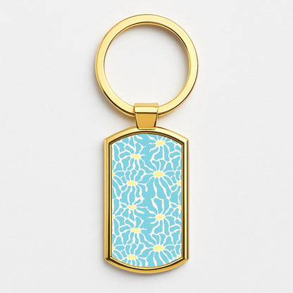Blue Flowers - Summer Gold Keyring