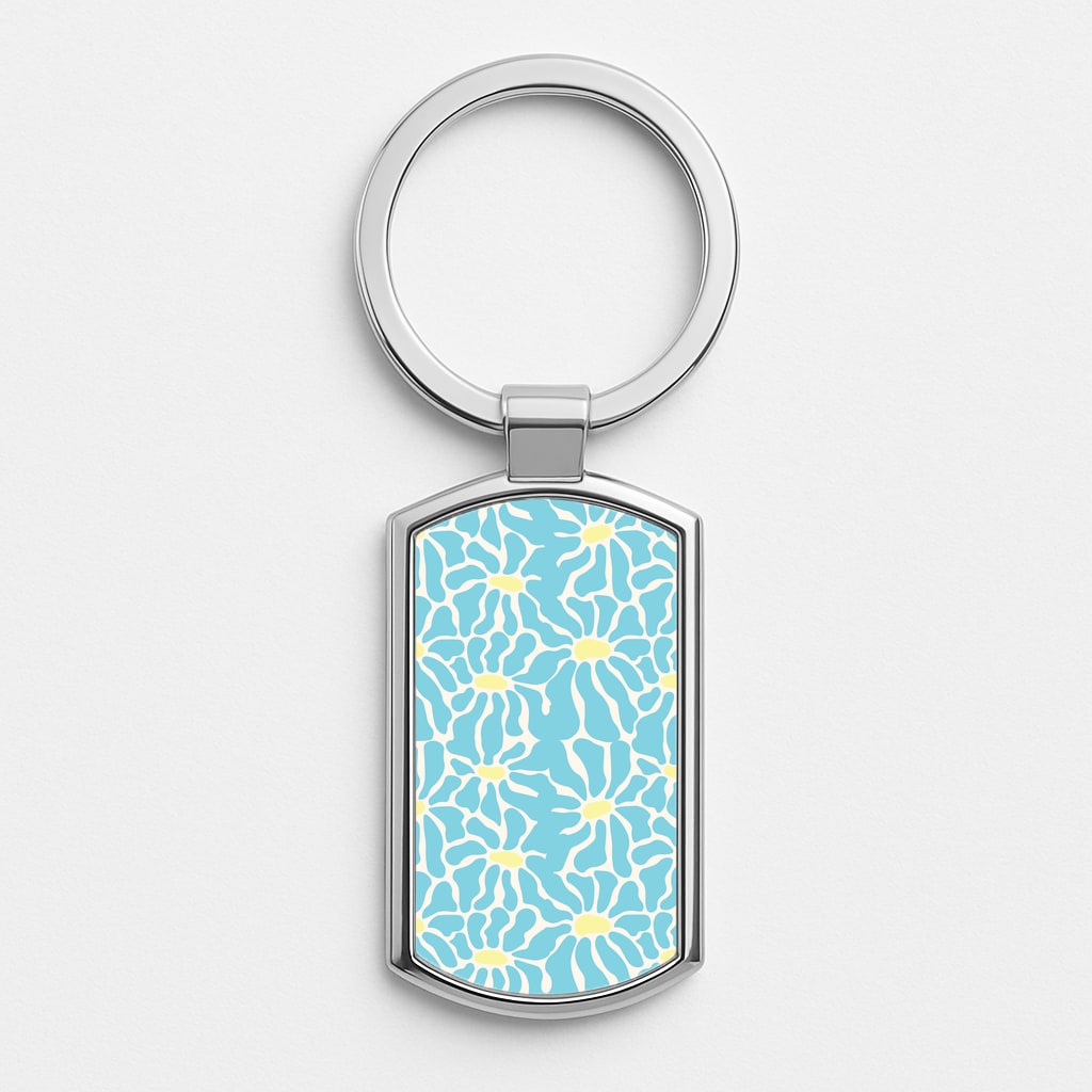 Blue Flowers - Summer Silver Keyring