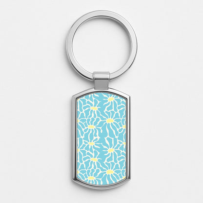 Blue Flowers - Summer Silver Keyring