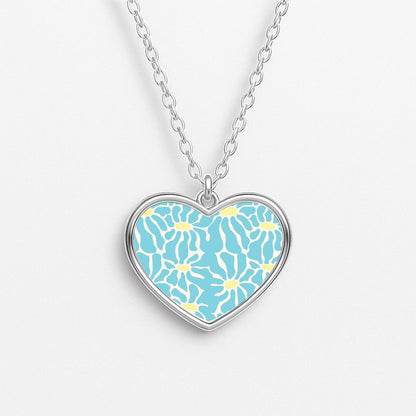 Blue Flowers - Summer Heart Necklace