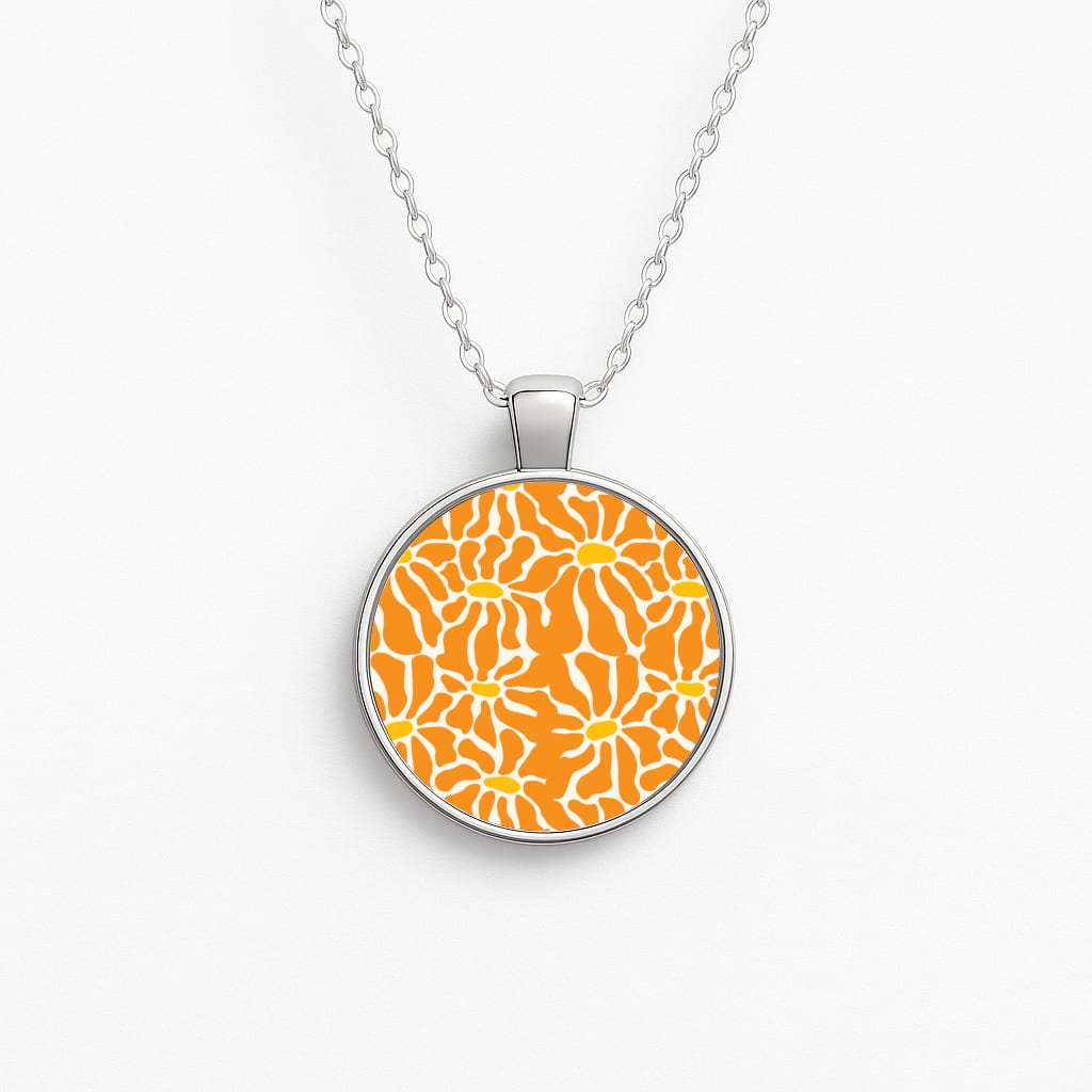 Orange Flowers - Summer Circle Necklace