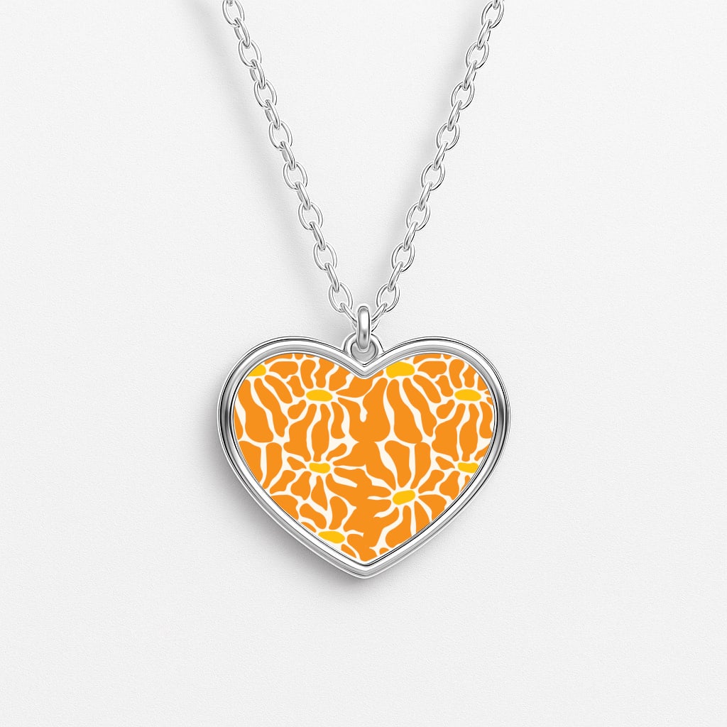Orange Flowers - Summer Heart Necklace
