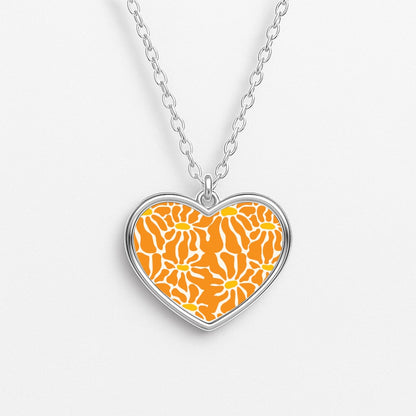 Orange Flowers - Summer Heart Necklace