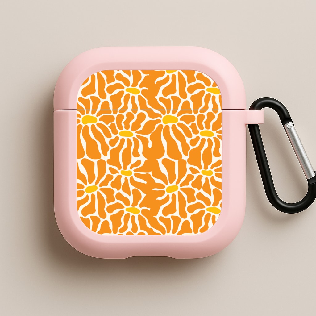 Orange Flowers - Summer Pink AirPods Case
