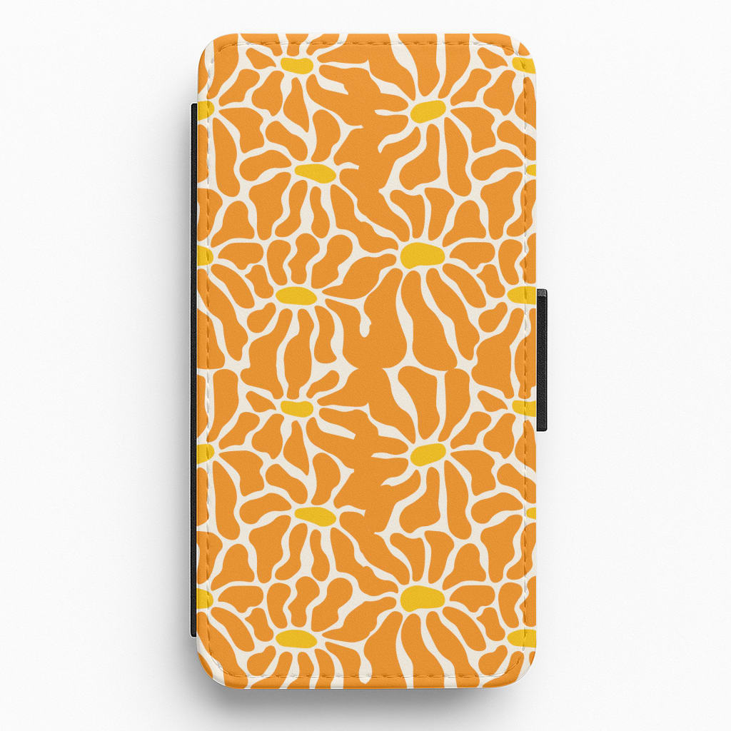 Orange Flowers - Summer Flip / Wallet Phone Case