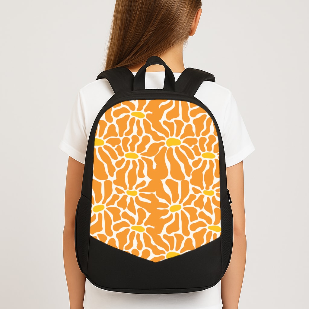 Orange Flowers - Summer Large School Bag