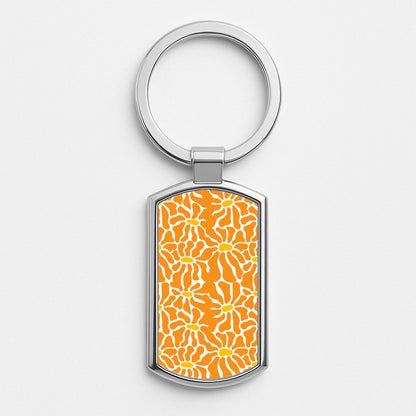 Orange Flowers - Summer Silver Keyring