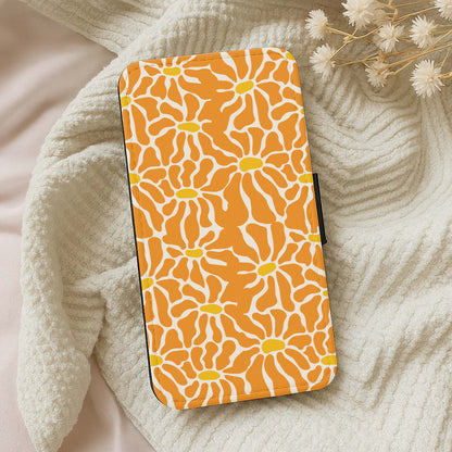 Orange Flowers - Summer Wallet Phone Case