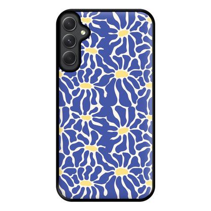 Dark Blue Flowers - Summer Phone Case for Galaxy A14