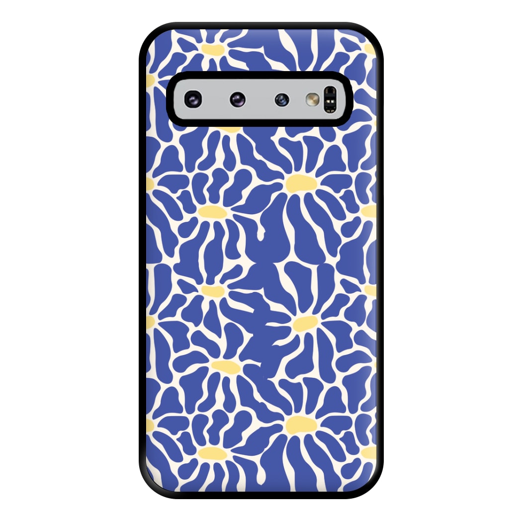 Dark Blue Flowers - Summer Phone Case for Galaxy S10 Plus