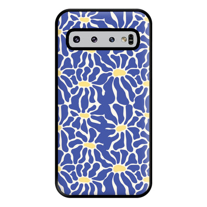 Dark Blue Flowers - Summer Phone Case for Galaxy S10 Plus